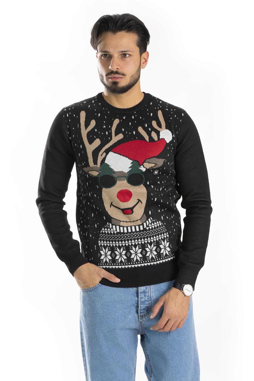 Maglione Uomo Natale ''Renne'' Girocollo Art. Mg129