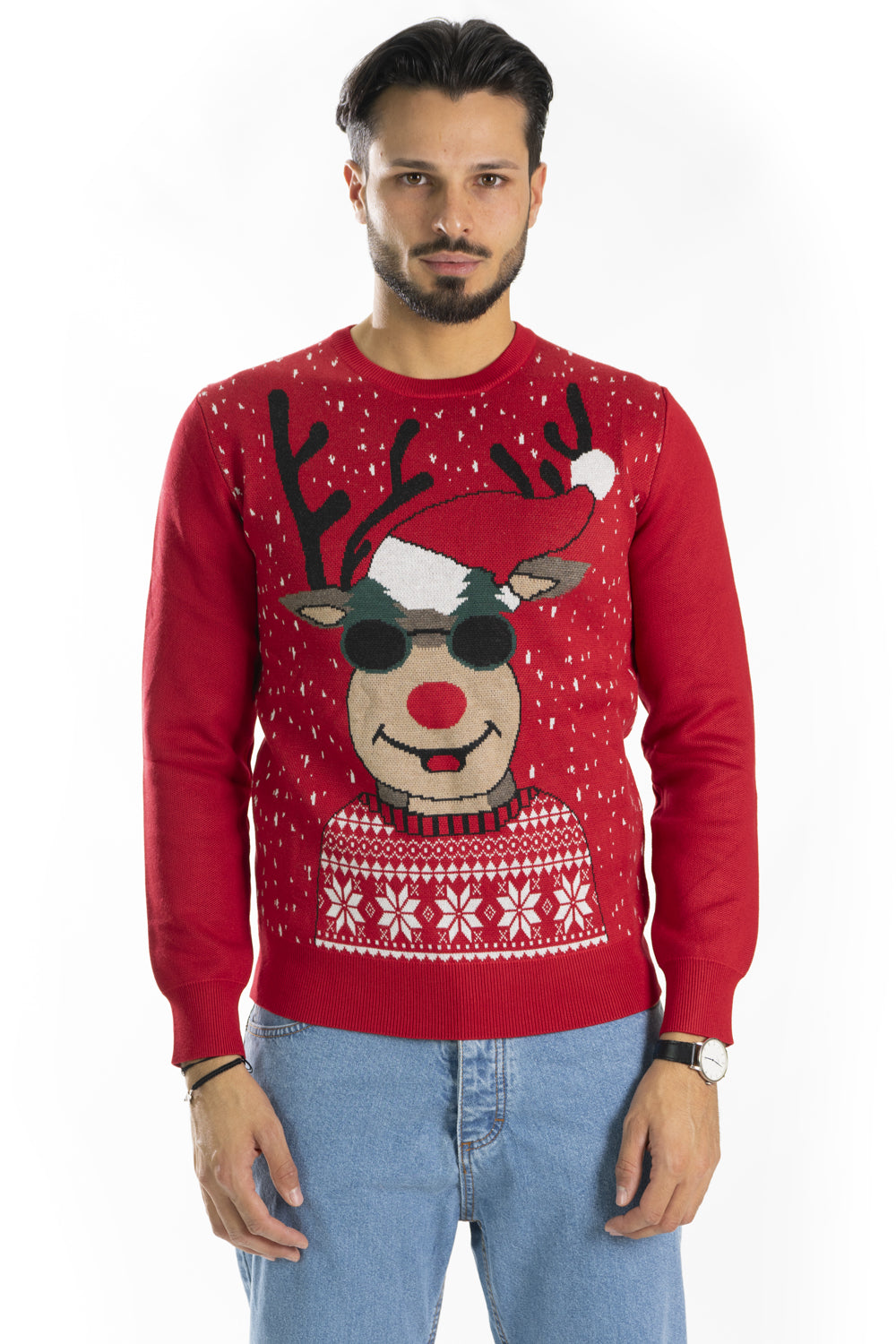 Maglione Uomo Natale ''Renne'' Girocollo Art. Mg129