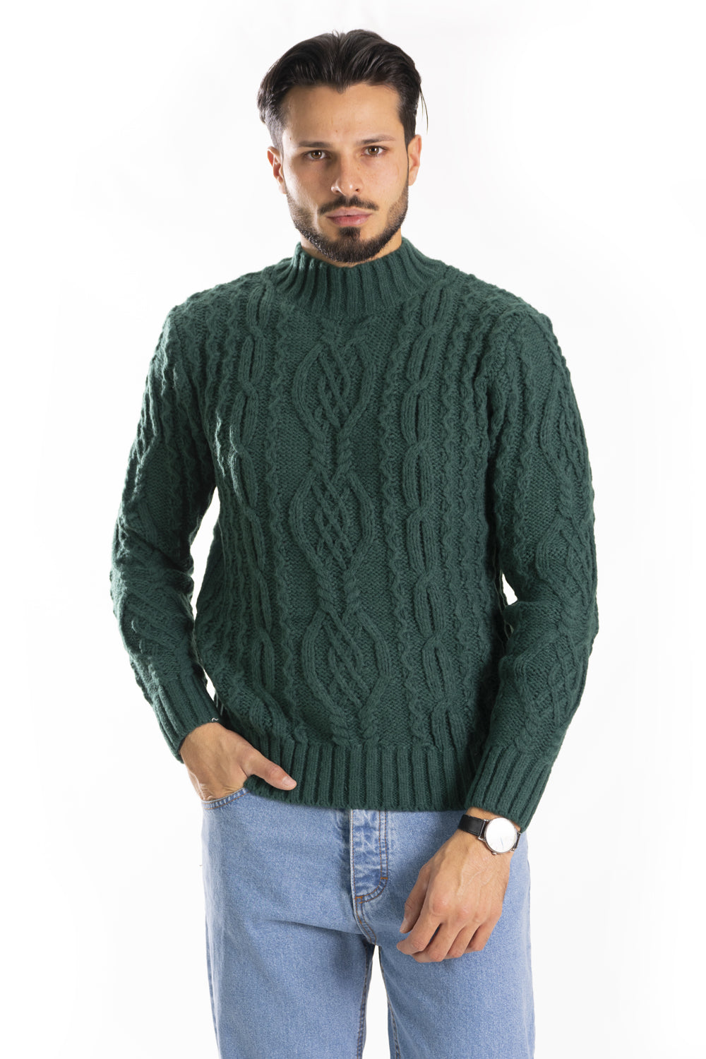 Maglione Uomo Lana Mezzo Collo Fantasia Rombi Art. Mg132