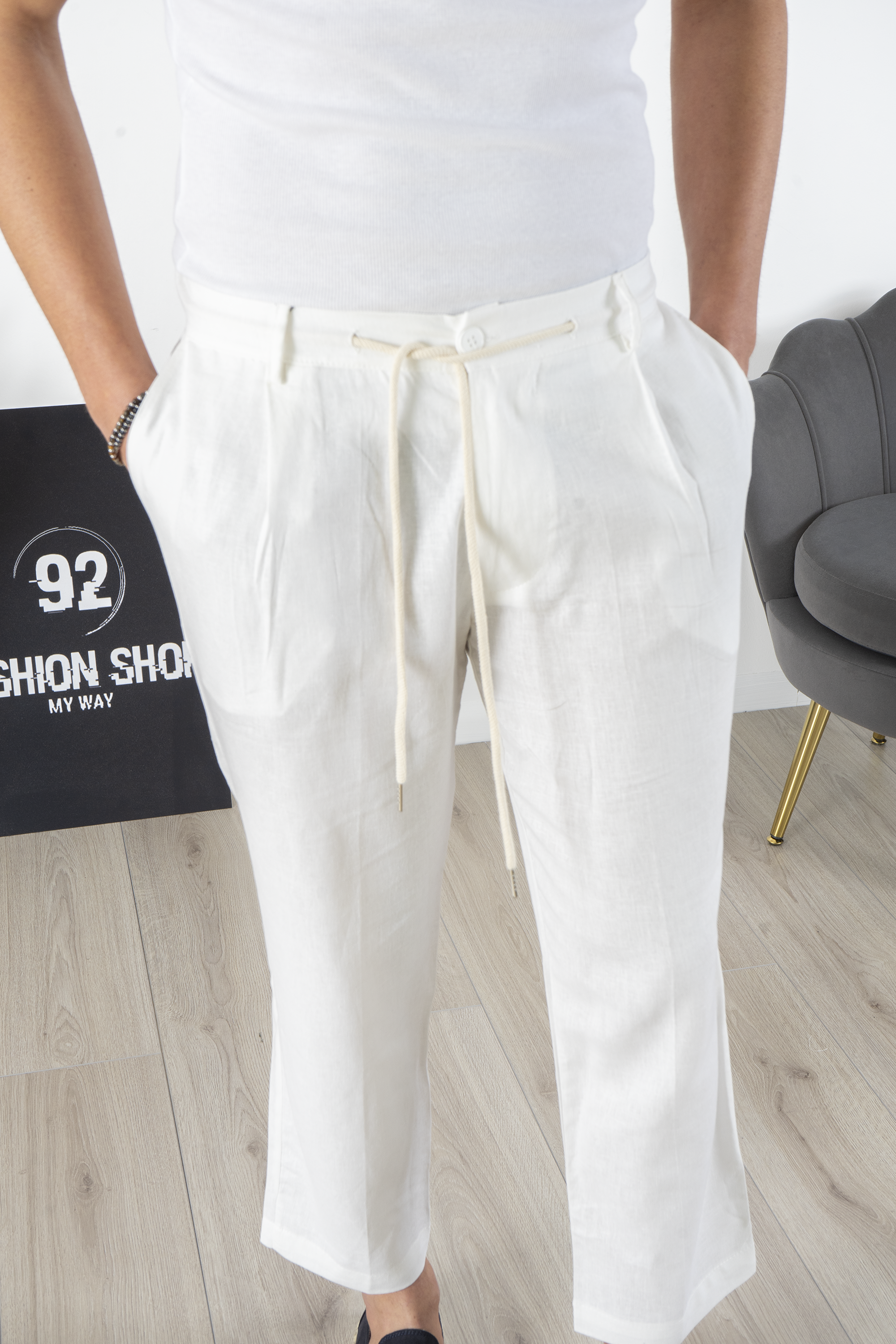 Pantalone In Lino Con Bottone e Coulisse Art. PT192