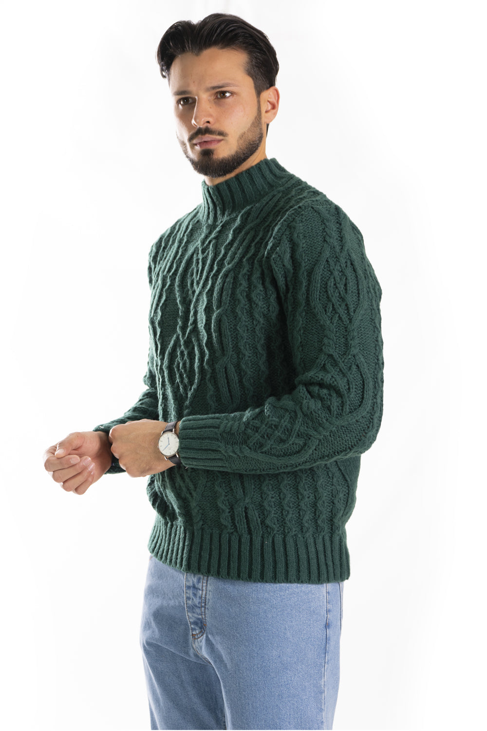 Maglione Uomo Lana Mezzo Collo Fantasia Rombi Art. Mg132