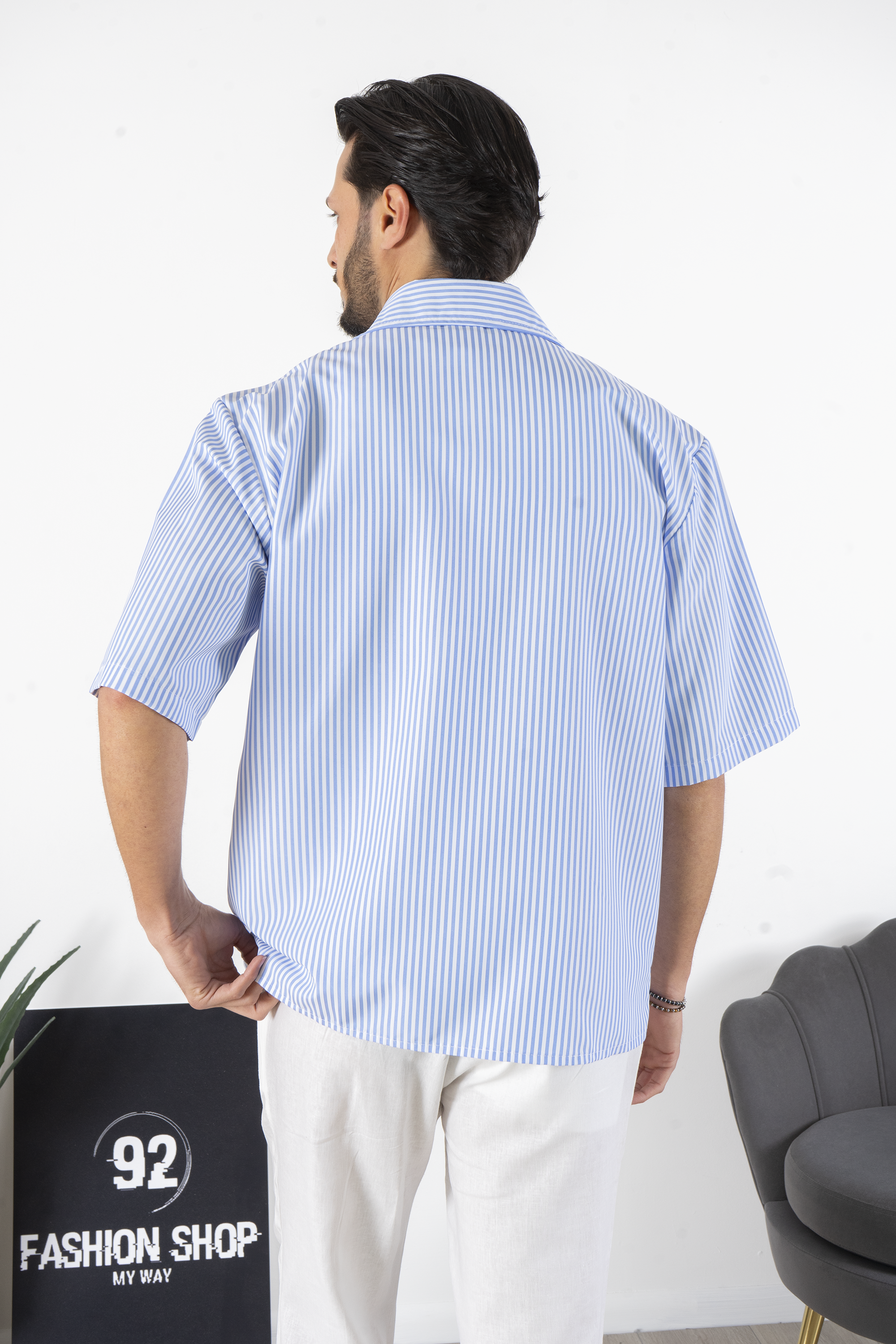 Camicia Righe Crop Manica Corta Art. Cm221