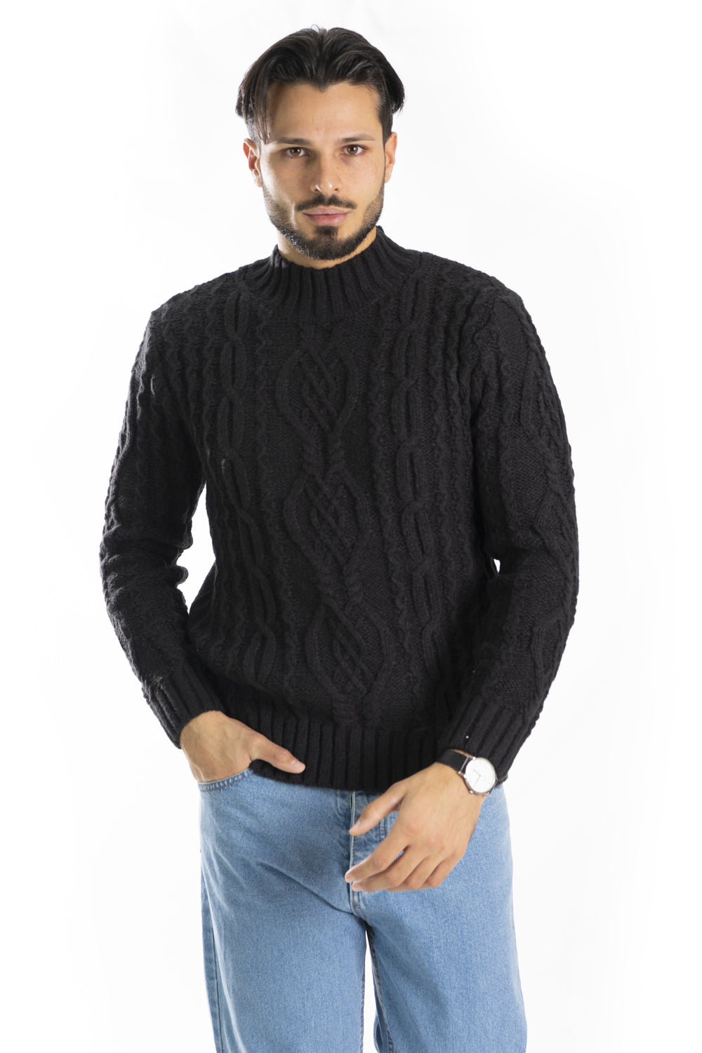 Maglione Uomo Lana Mezzo Collo Fantasia Rombi Art. Mg132