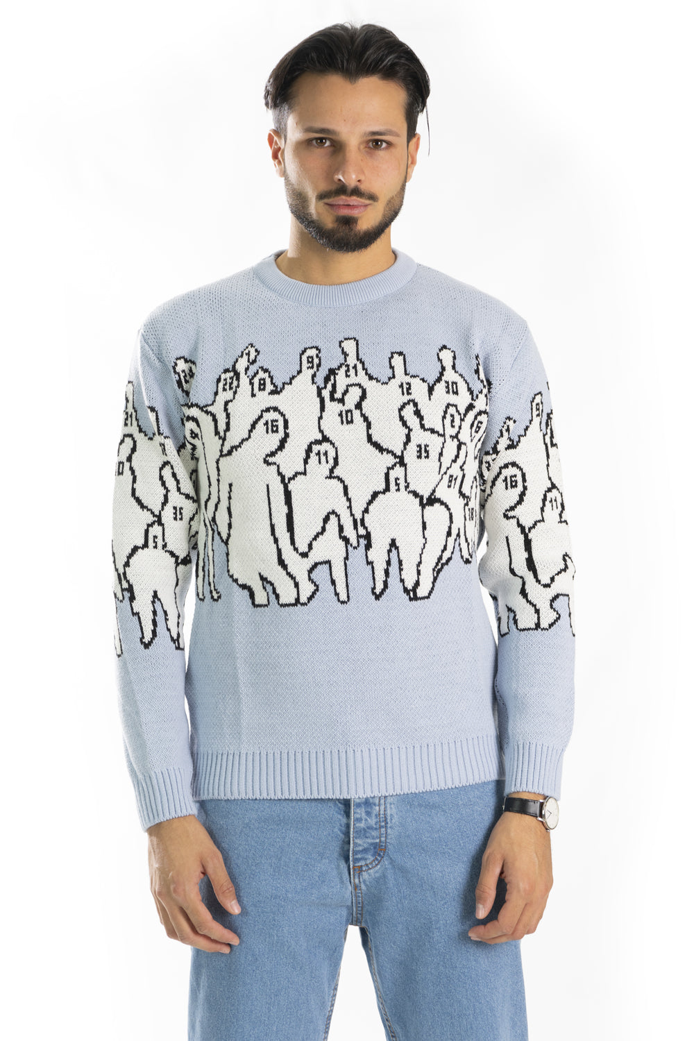 Maglione Uomo Pullover Girocollo Con Fantasia Art. Mg100