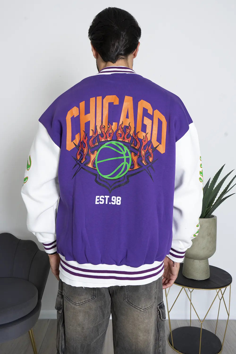 Felpa Uomo Varsity College Chicago Felpata Art. Fe143