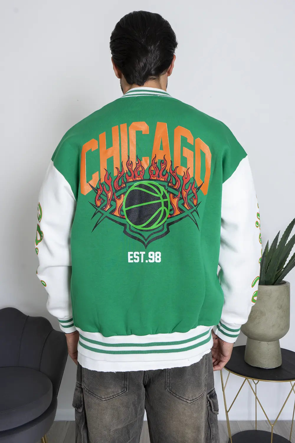 Felpa Uomo Varsity College Chicago Felpata Art. Fe143