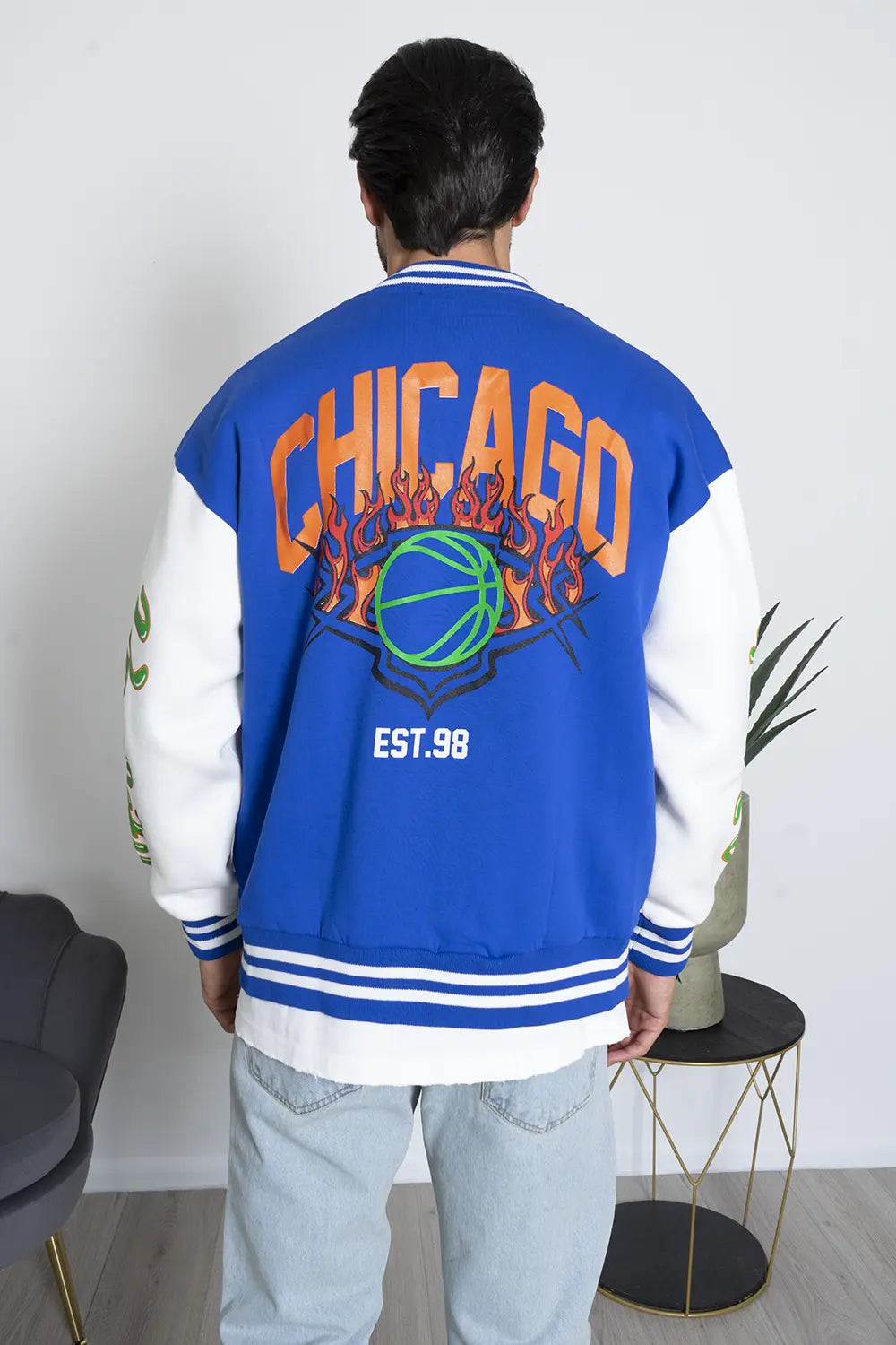 Felpa Uomo Varsity College Chicago Felpata Art. Fe143