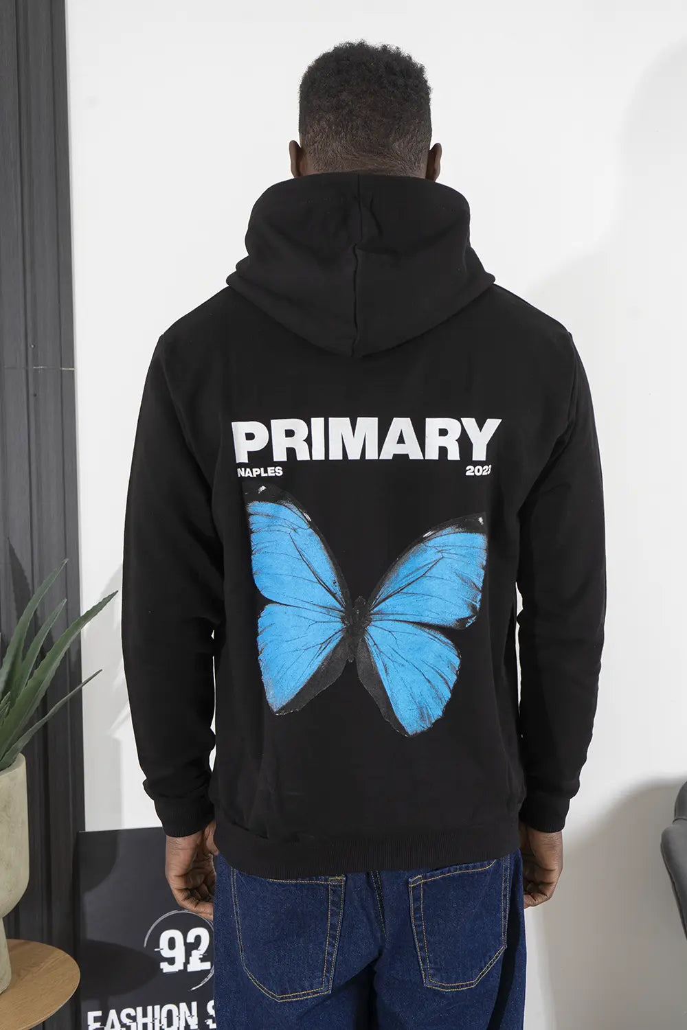 Felpa Uomo Con Cappuccio Stampa retro Butterfly Art. Fe153