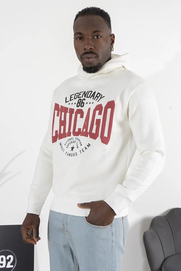 Felpa Uomo Con Cappuccio College ''Chicago'' Art. Fe138