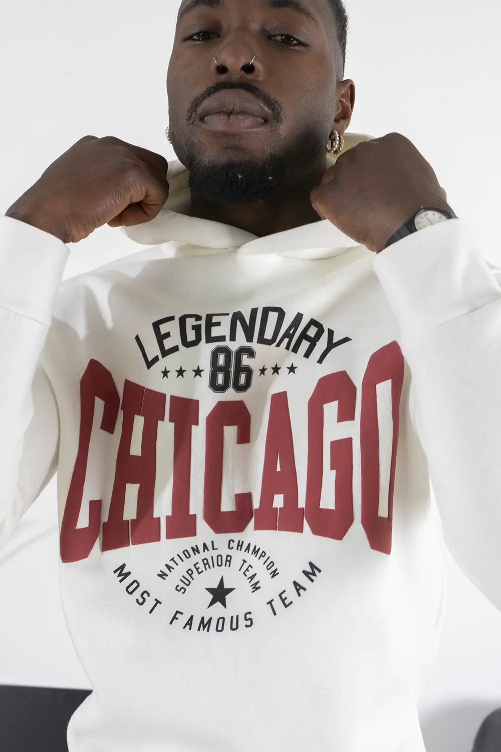Felpa Uomo Con Cappuccio College ''Chicago'' Art. Fe138