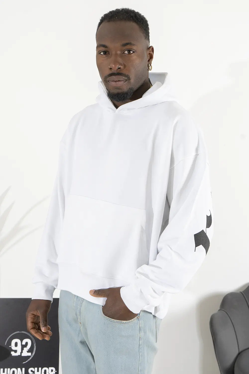 Felpa Uomo Boxy fit Con Stampa ''Richness'' Art. Fe151