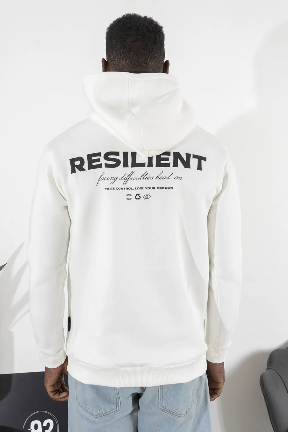 Felpa Uomo Con Cappuccio ''Resilient'' stampa in rilievo Art. Fe179