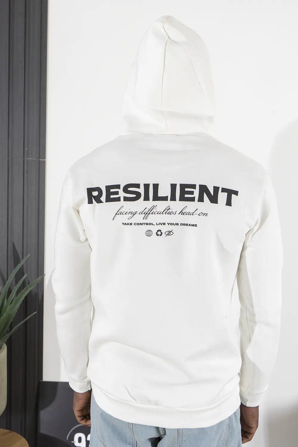 Felpa Uomo Con Cappuccio ''Resilient'' stampa in rilievo Art. Fe179