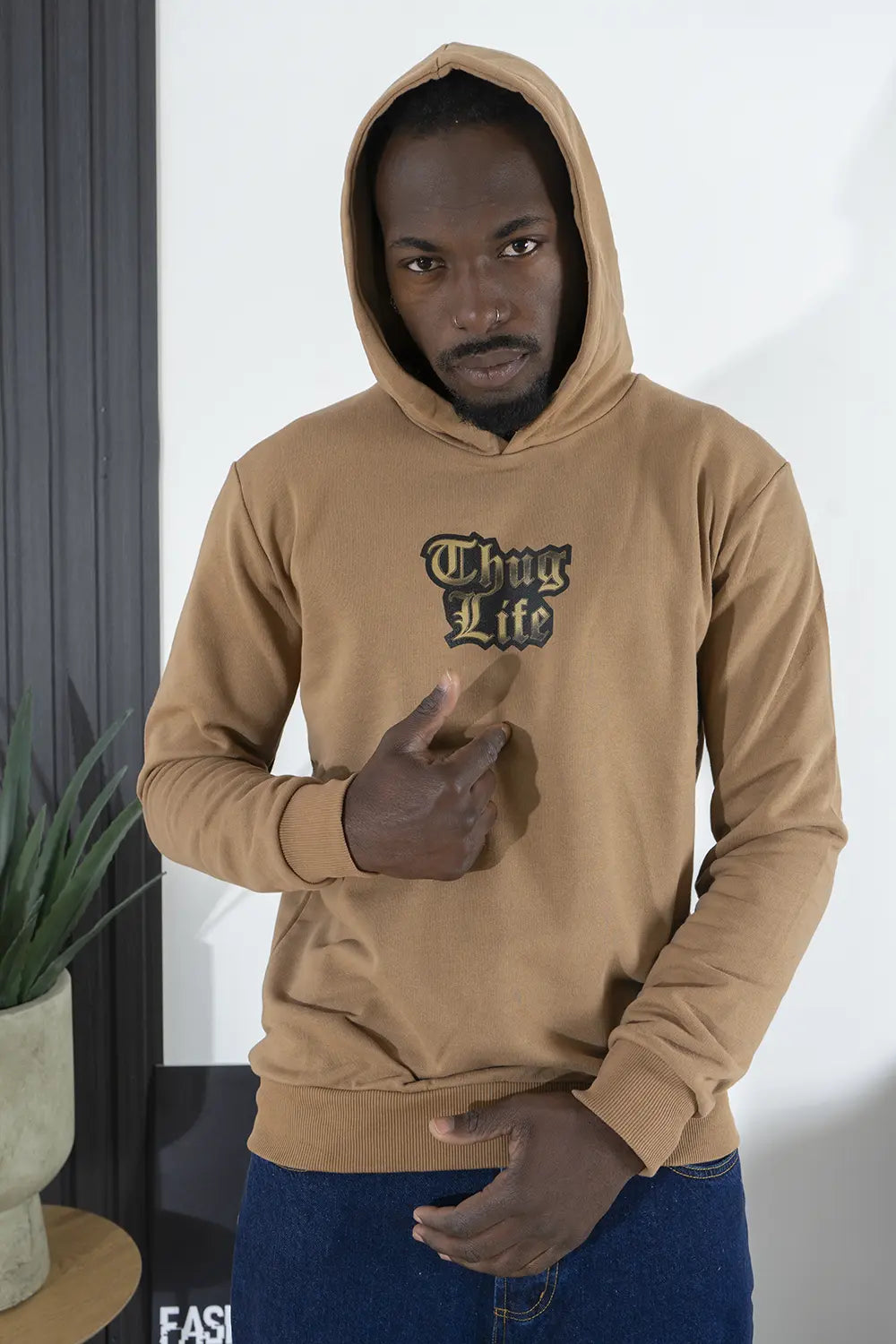 Felpa Uomo Con Cappuccio ''Thug Life'' Art. Fe128