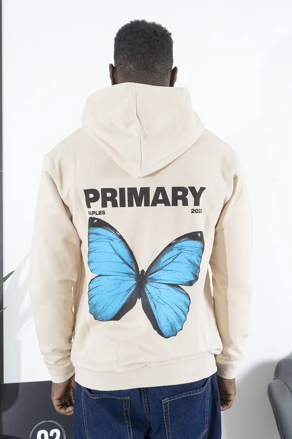 Felpa Uomo Con Cappuccio Stampa retro Butterfly Art. Fe153