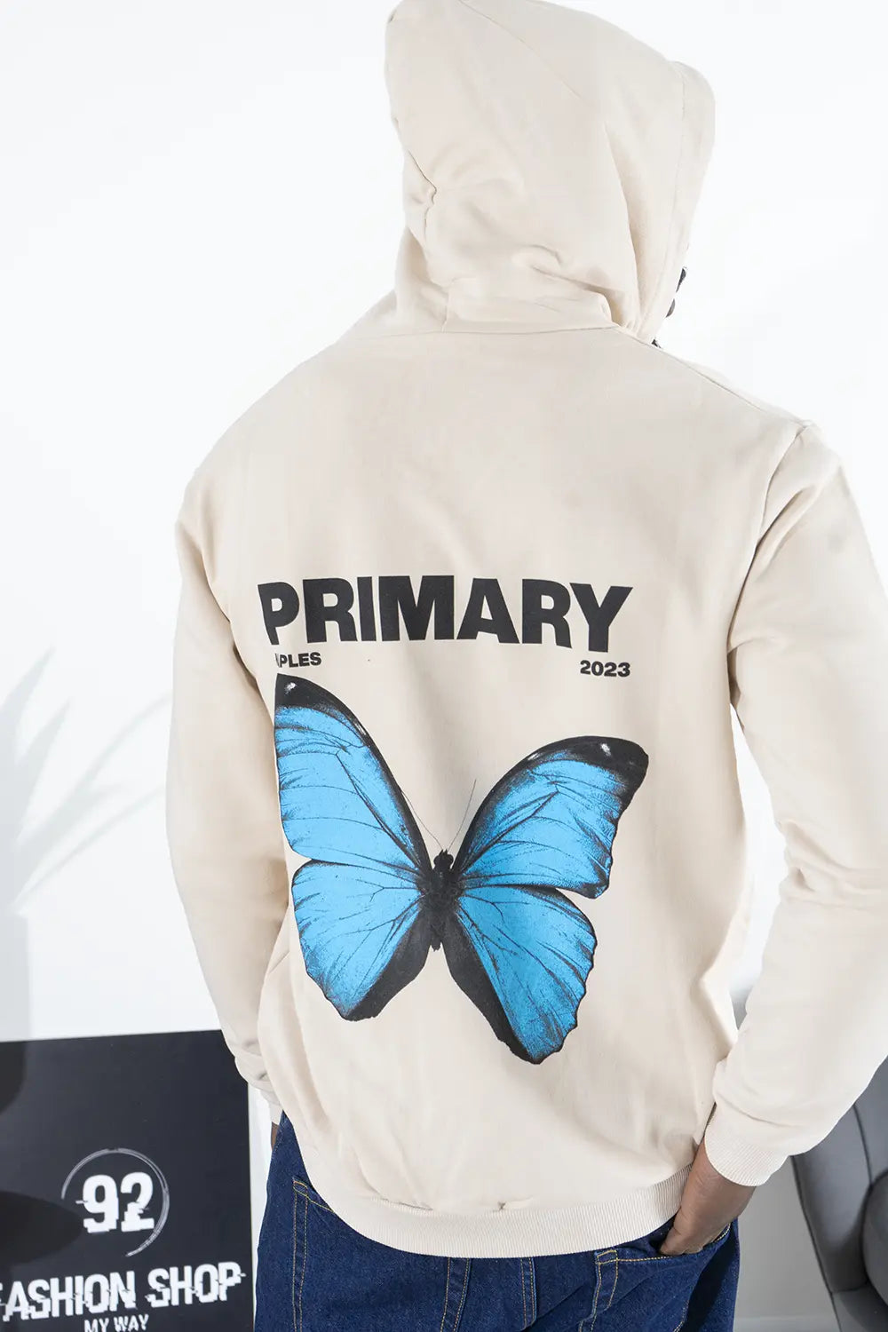 Felpa Uomo Con Cappuccio Stampa retro Butterfly Art. Fe153