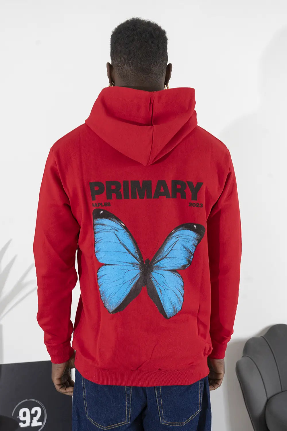 Felpa Uomo Con Cappuccio Stampa retro Butterfly Art. Fe153