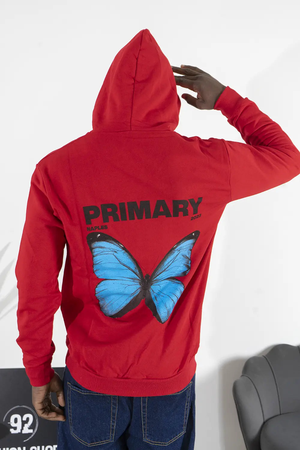 Felpa Uomo Con Cappuccio Stampa retro Butterfly Art. Fe153