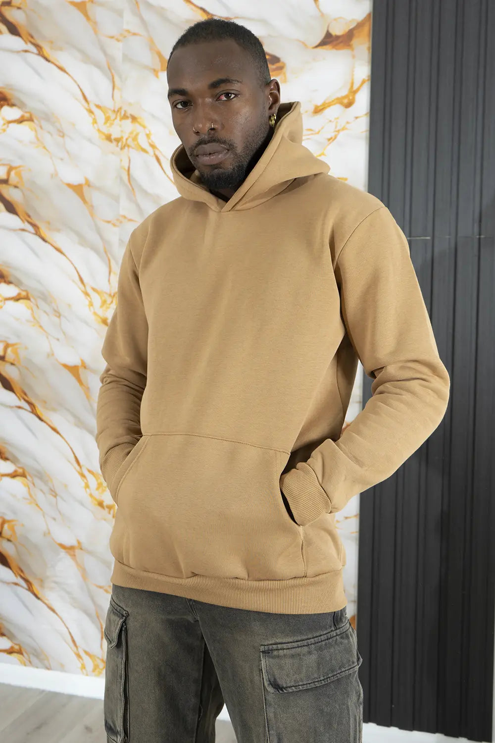 Felpa Uomo Tinta Unita Interno Felpato Con Cappuccio Art. Fe176 92 Fashion Shop