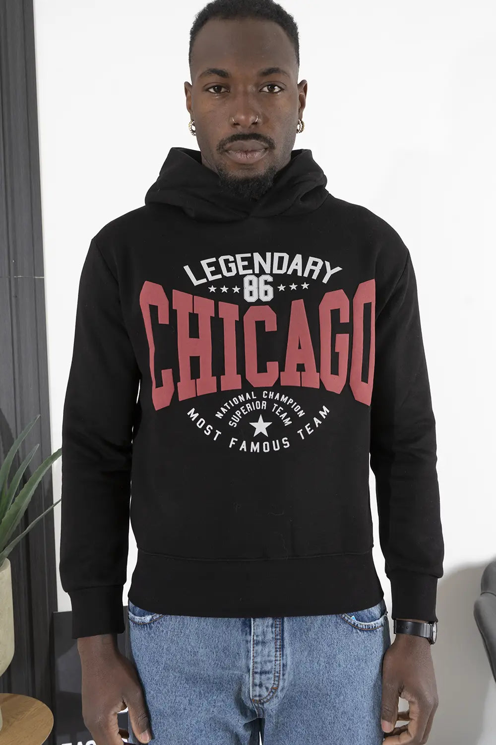 Felpa Uomo Con Cappuccio College ''Chicago'' Art. Fe138