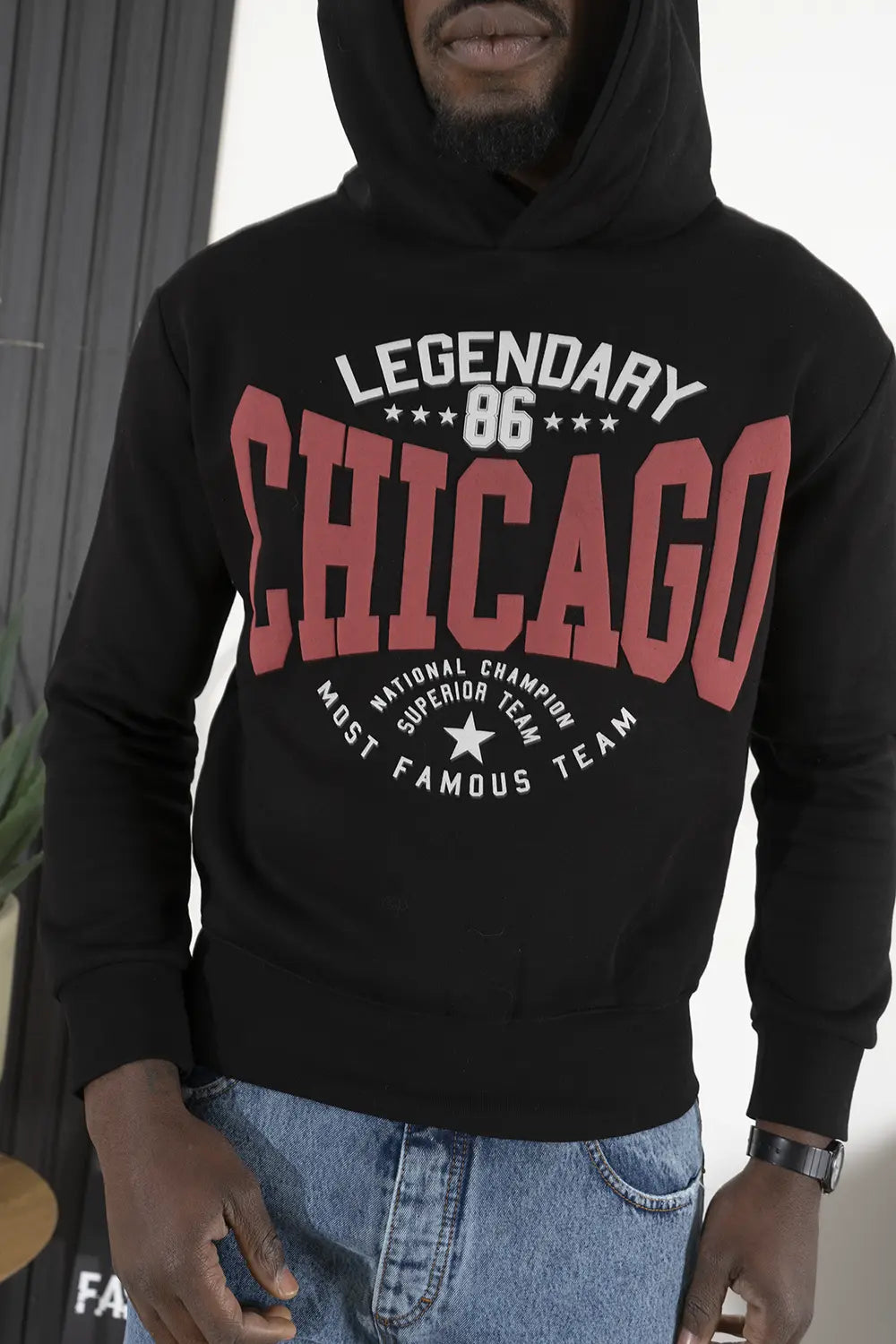 Felpa Uomo Con Cappuccio College ''Chicago'' Art. Fe138