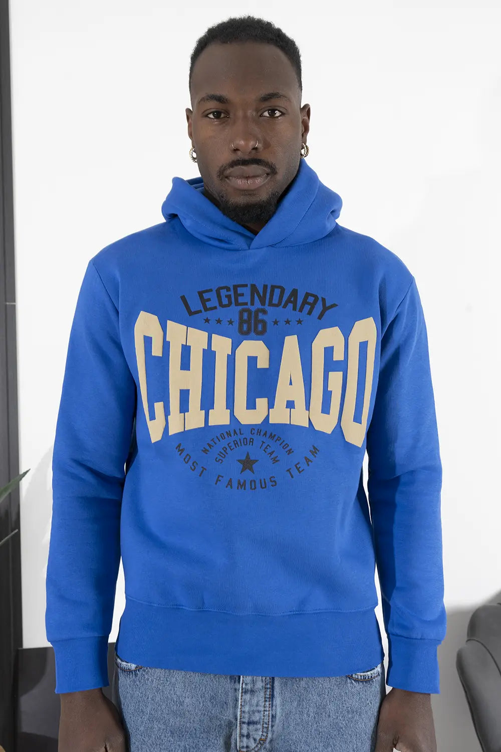 Felpa Uomo Con Cappuccio College ''Chicago'' Art. Fe138