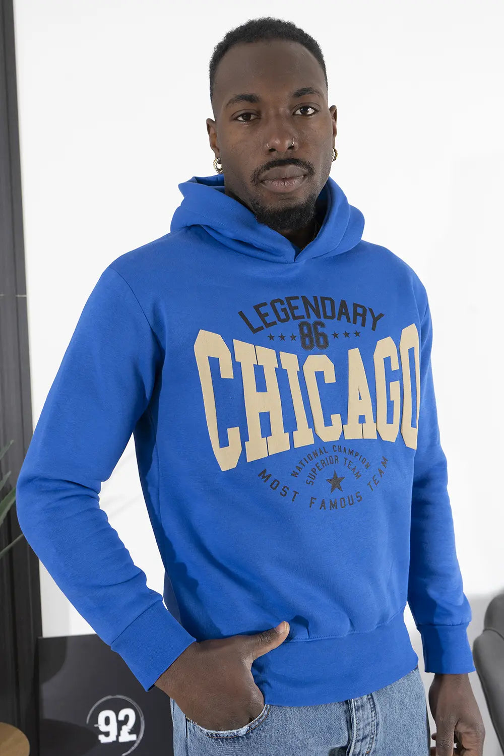 Felpa Uomo Con Cappuccio College ''Chicago'' Art. Fe138