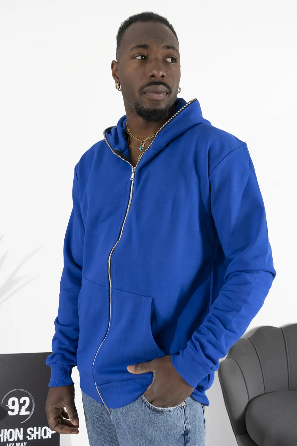 Felpa Uomo Con Zip Stampa Retro Art. Fe152