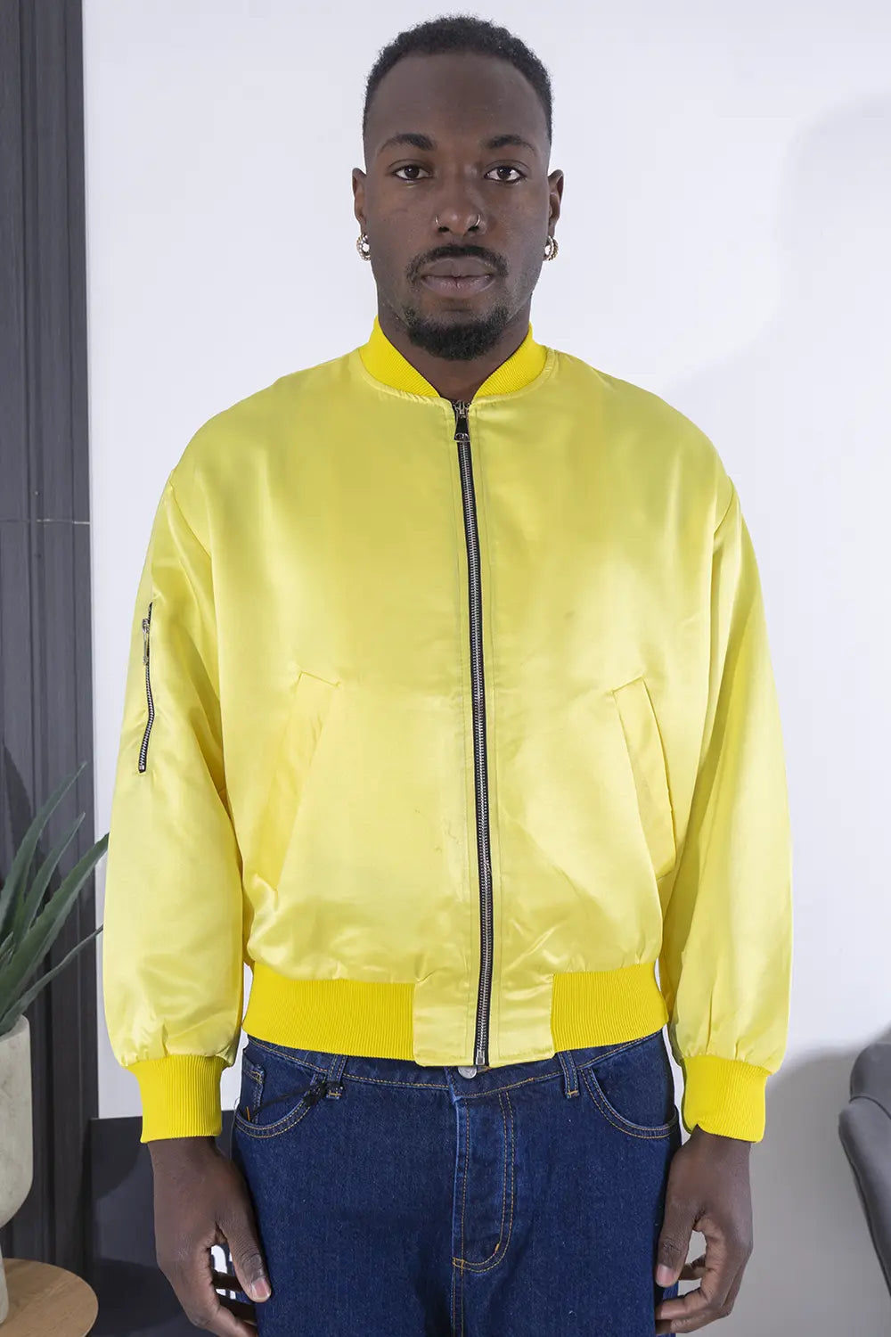 Giubbotto Uomo Bomber Effetto Raso Collo Coreano Art. Gb94