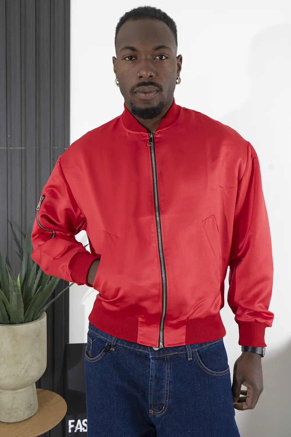 Giubbotto Uomo Bomber Effetto Raso Collo Coreano Art. Gb94