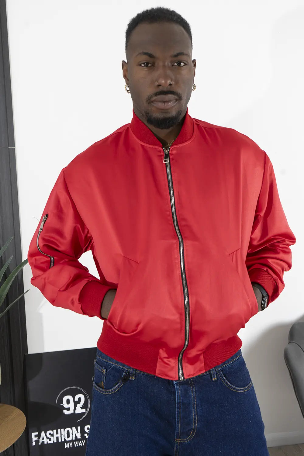 Giubbotto Uomo Bomber Effetto Raso Collo Coreano Art. Gb94