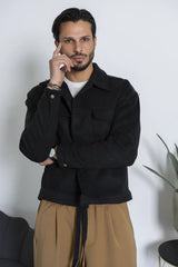 Giacca Boxy Fit In Panno Con Tasche Applica Art. Gb169