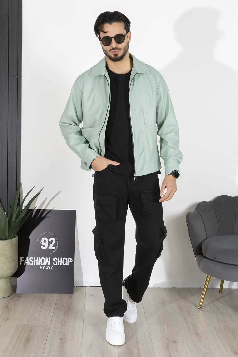 Giubbotto Giacca Crop ecopelle Con tasche Art. Gb191