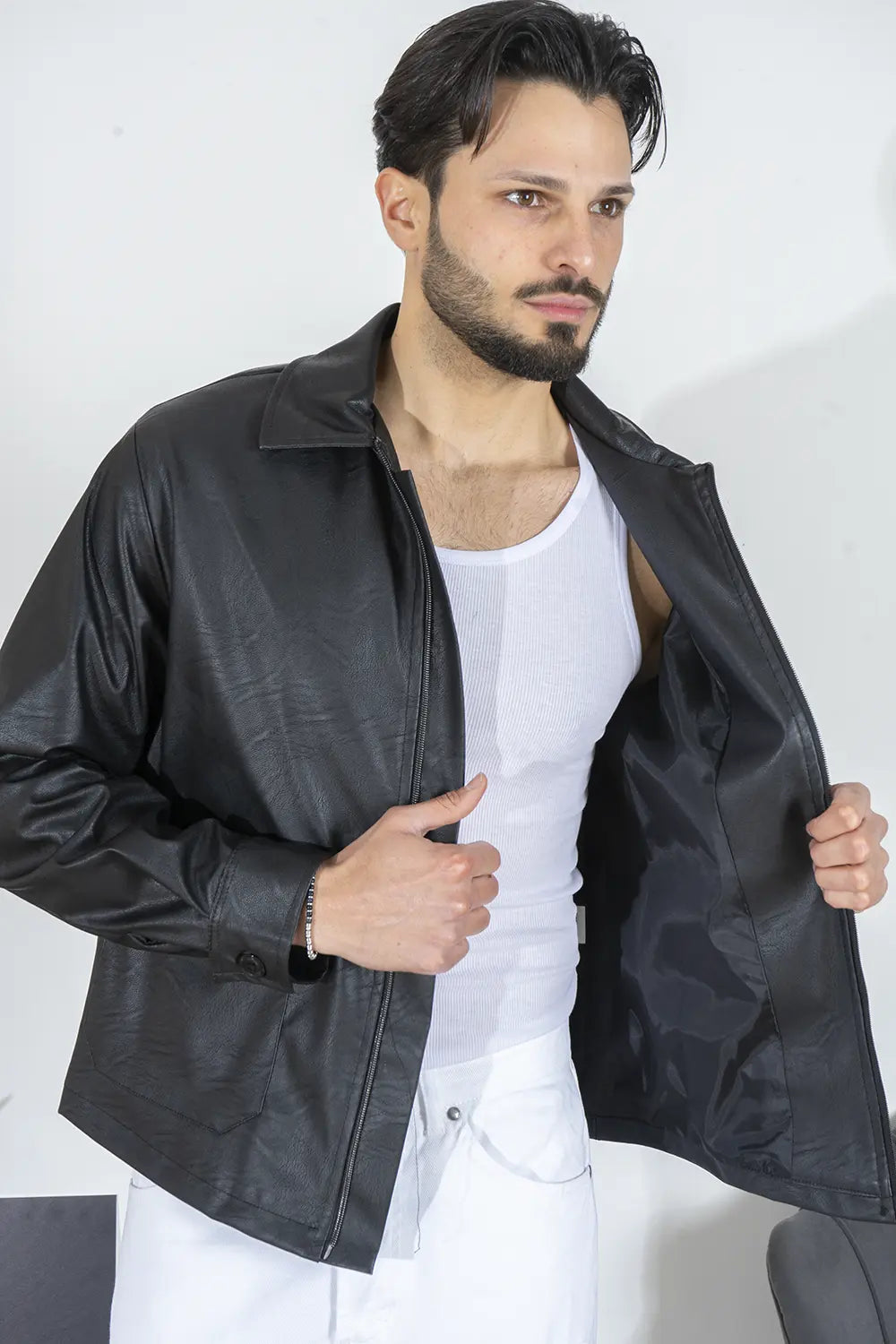 Giubbotto Giacca Crop ecopelle Con tasche Art. Gb191