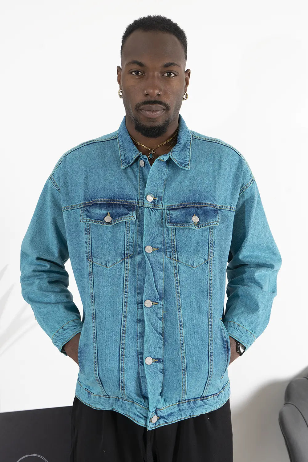 Giubbotto Giacca Jeans Uomo Con taschini Art. Gb67