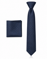 Cravatta Uomo Blu Scuro Fantasia a Rombi e Pochette Omaggio