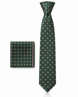 Cravatta Uomo Verde Fantasia a Rombi e Pochette Omaggio