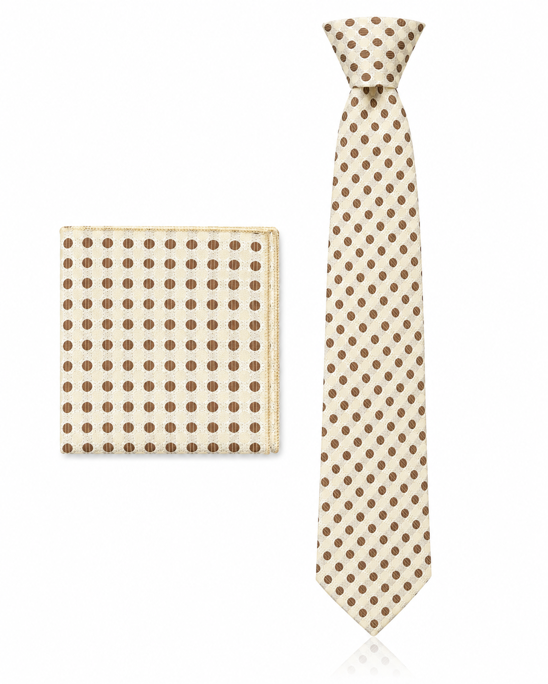 Cravatta Uomo Beige Fantasia a Poise e Pochette Omaggio