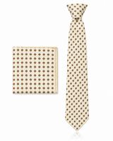 Cravatta Uomo Beige Fantasia a Poise e Pochette Omaggio
