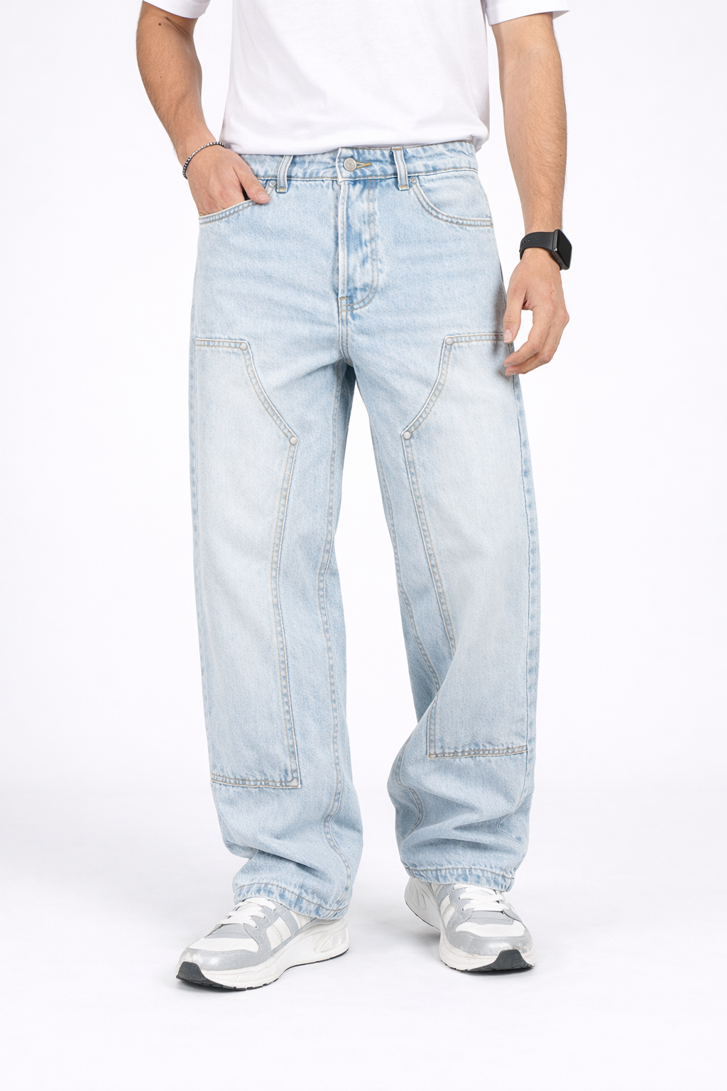 Jeans Carpenter Sabbiato Blu Fondo Largo Art. Js526