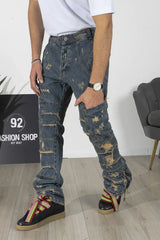 Jeans Flare Multitasche Sabbiato Full Zip Art. Js529