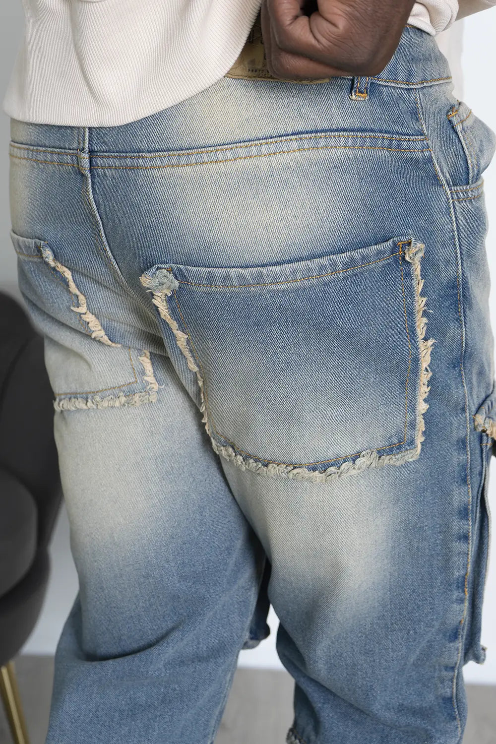 Jeans Baggy Cargo Effetto Consumato Art. JS476