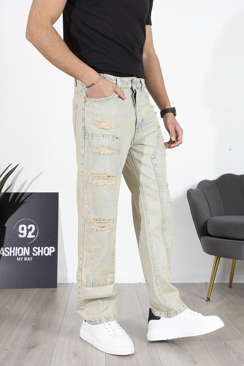 Jeans Carpenter Con dettagli Vintage e Abrasioni Art. Js525