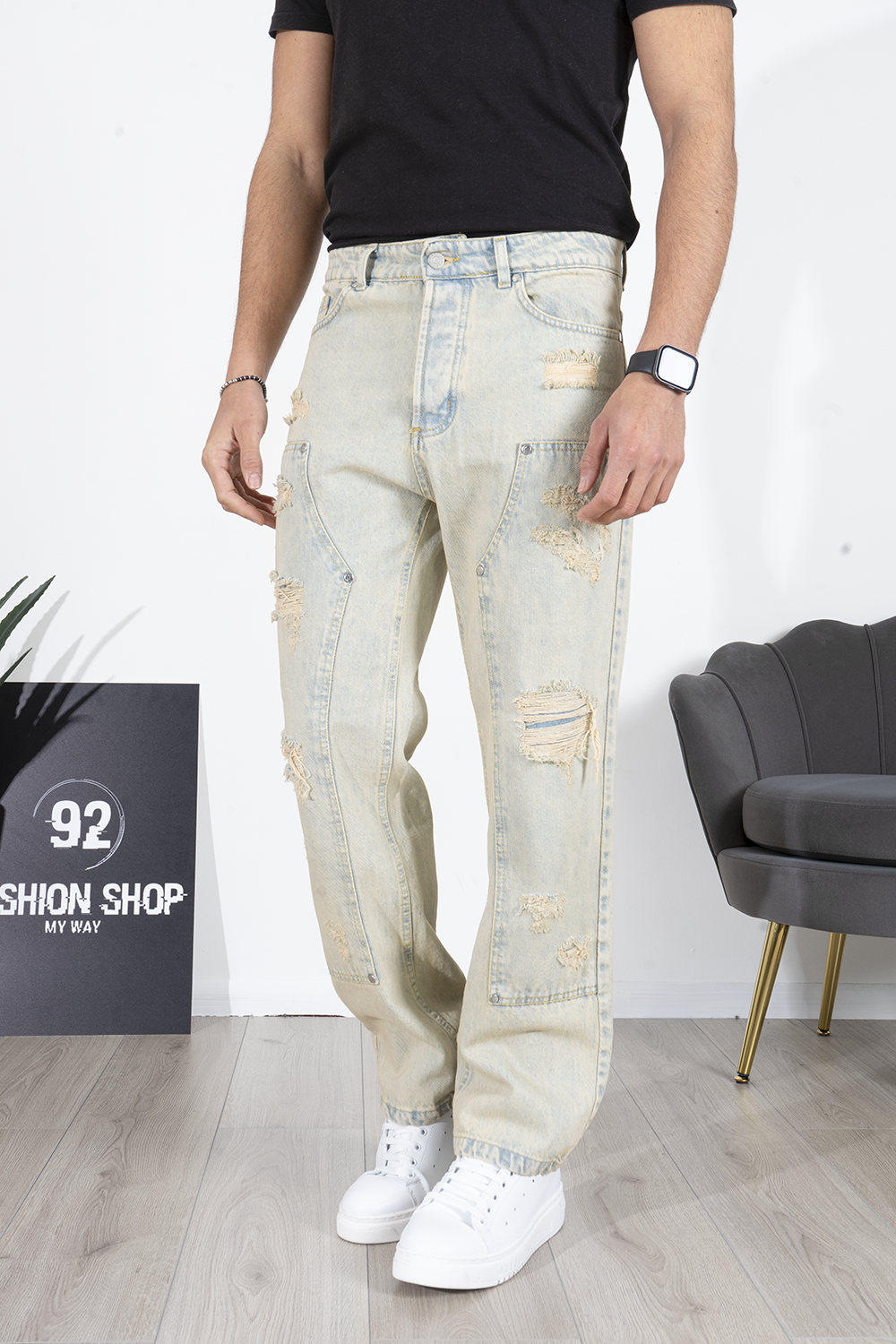 Jeans Carpenter Con dettagli Vintage e Abrasioni Art. Js525