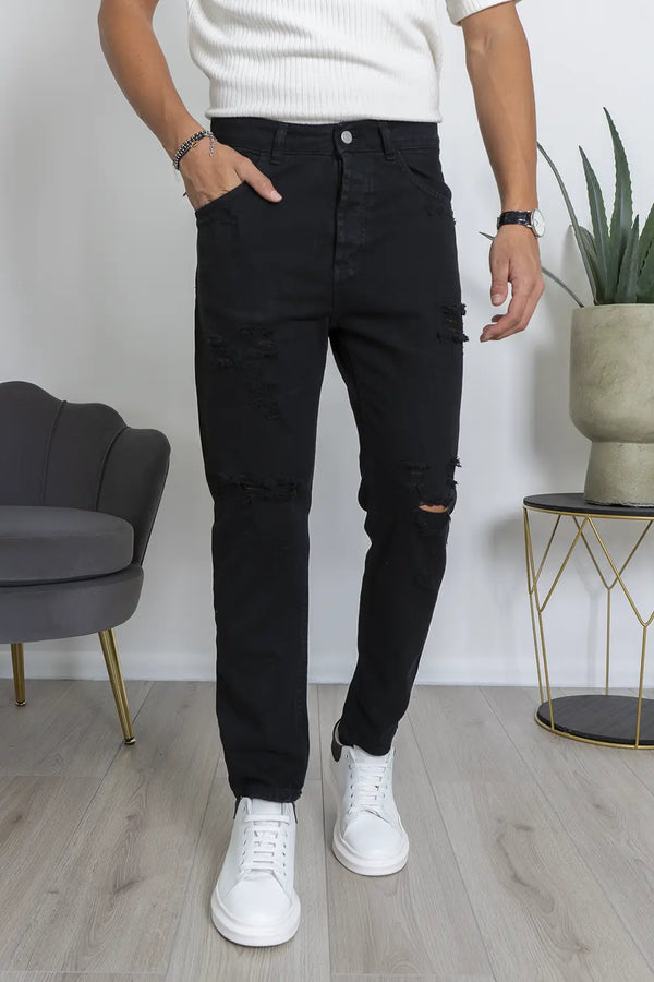 Jeans Uomo Tinta Unita con Strappi e abrasioni Art. Js375