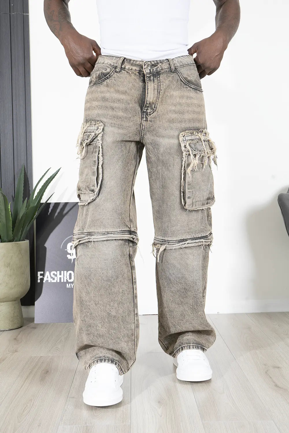 Jeans Cargo in con Zip Convertibile Art. Js522