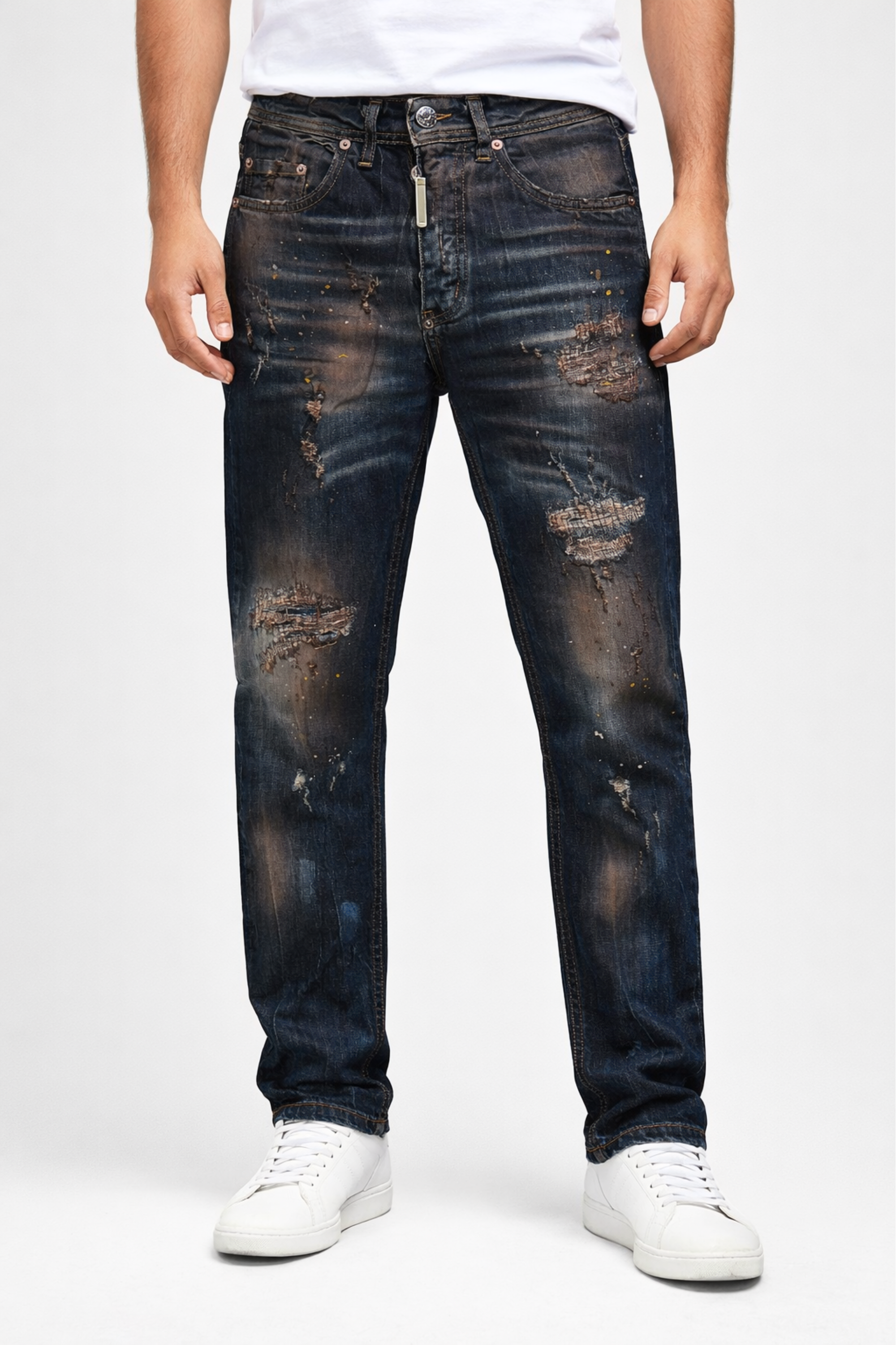 Jeans Slim "Overtime Rusty" con Rammendi Artigianali Art. Js560