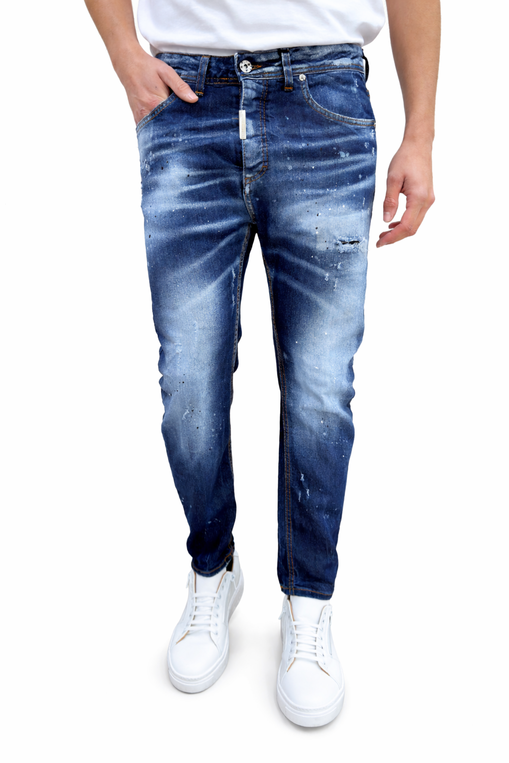 Jeans Uomo Royal Denim Effetto Used con Schiariture Art. Js555
