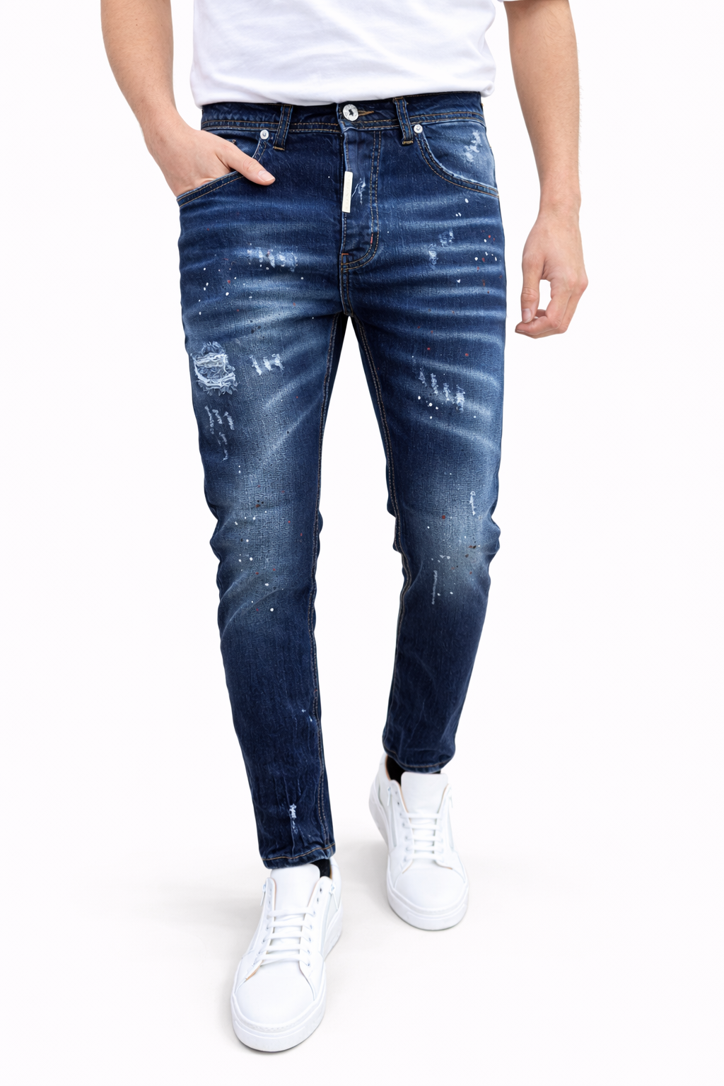 Jeans Slim con Micro-Paint e Baffature Art. Js563