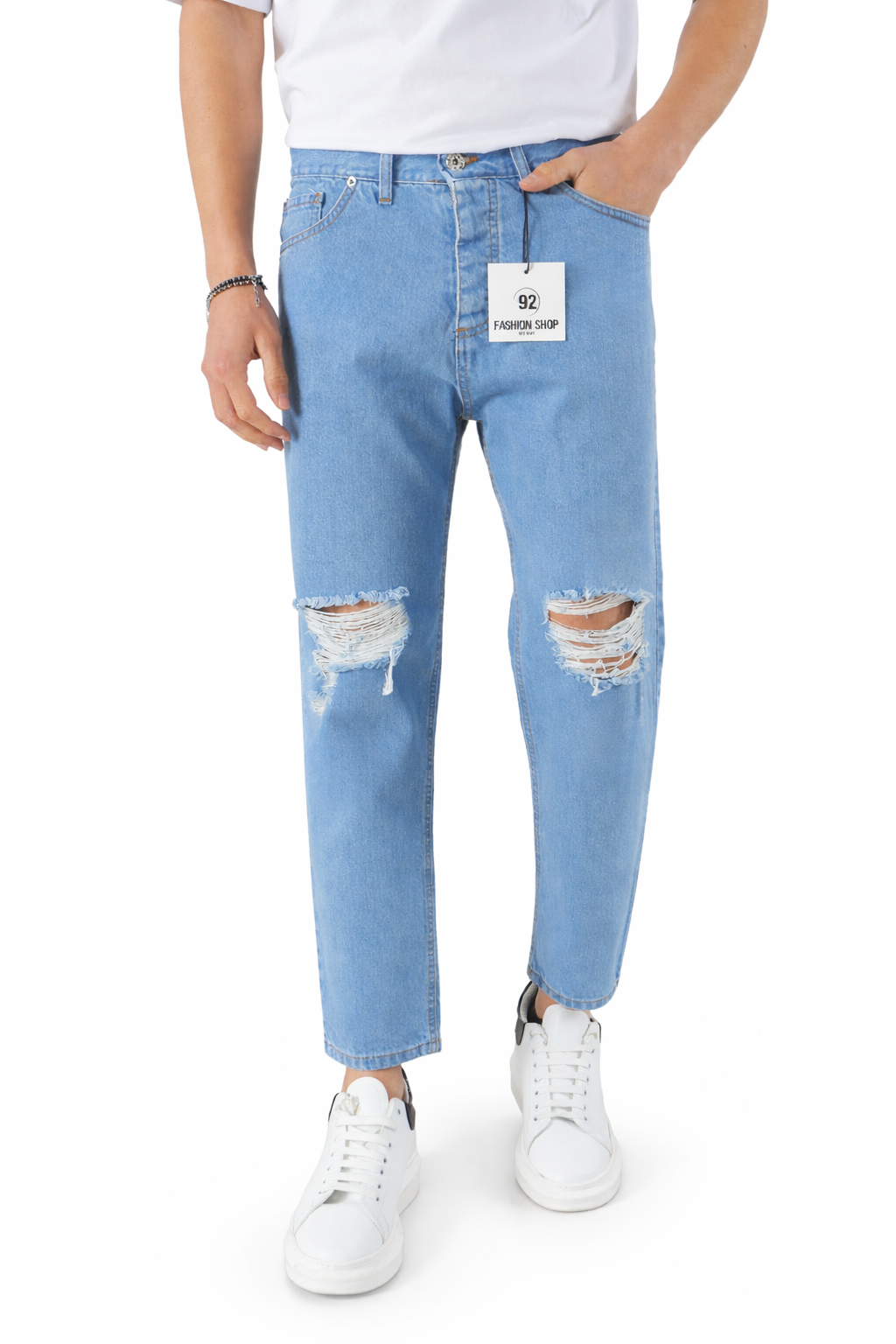 Jeans Uomo Tapered Fit Con Strappi Art. JS336